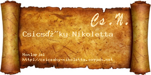 Csicsáky Nikoletta névjegykártya